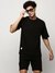 SHOWOFF Men's Round Neck Black Self Design Co-Ords Set
