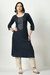 Teal Yoke Embroidered Straight Kurta