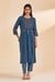 Teal Printed Straight Kurta