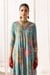 Blue Yoke Mirror and Stone Work Printed Flared Dress