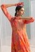 Pink Yoke Stone Work Printed Flared Dress
