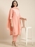 SHOWOFF Women's Straight Peach Solid Kurta and Trousers Set Comes With Dupatta