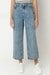 Solid Cotton Wide Leg Fit Women's Jeans