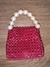 Red Minitial Bag with Pearl Handle