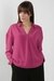 Solid Polyester V-Neck Women's PURPLE Top