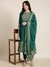 SHOWOFF Women's Anarkali Green Ethnic Motifs Kurta and Trousers Set Comes With Dupatta