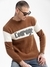 SHOWOFF Men's Round Neck Self Design Brown Pullover