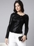 SHOWOFF Women's Solid Black Fitted Top