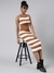 SHOWOFF Women's Brown Striped Top & Skirt Set