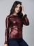SHOWOFF Women's Solid Maroon Fitted Top