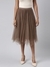 SHOWOFF Women's Flared Midi Brown Solid Skirt