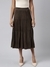 SHOWOFF Women's Tiered Midi Olive Solid Tiered Skirt