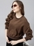SHOWOFF Women's Brown Solid Pullover Sweatshirt