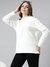 SHOWOFF Women's Off White Solid Pullover Sweatshirt