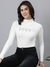 SHOWOFF Women's Solid Off White Fitted Top