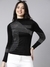SHOWOFF Women's Embellished Black Fitted Top