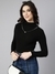 SHOWOFF Women's Solid Black Top Comes with Neck Chain