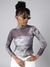 SHOWOFF Women's Grey Tie and Dye Fitted Top