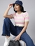 SHOWOFF Women's Pink Horizontal Stripes Fitted Crop Top
