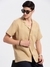 SHOWOFF Men's Cuban Collar Solid Beige Casual Shirt