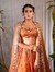 Orange mirror embroidered lengha