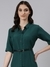 SHOWOFF Women's Knee Length Shirt Collar Solid Green Dress