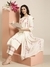 SHOWOFF Women's Straight Cream Floral Kurta and Trousers Set Comes With Dupatta