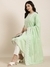 SHOWOFF Women's Straight Green Floral Kurta and Trousers Set Comes With Dupatta