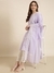 SHOWOFF Women's Straight Lavender Floral Kurta and Trousers Set Comes With Dupatta
