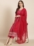 SHOWOFF Women's A-Line Pink Floral Kurta and Trousers Set Comes With Dupatta