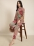 SHOWOFF Women's Oversized Peach Printed Top & Palazzos Set