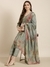 SHOWOFF Women's Straight Green Floral Kurta and Trousers Set Comes With Dupatta