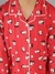 Ninos Dreams Panda Printed Full sleeves Lapel Collar Boy's Night Suit-Red