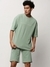 SHOWOFF Men's Round Neck Sea Green Solid Co-Ords Set