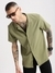 SHOWOFF Men's Cuban Collar  Solid Green Casual Shirt