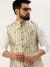 SHOWOFF Men's Printed Mandarin Collar Beige Nehru Jacket