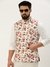 SHOWOFF Men's Printed Mandarin Collar White Nehru Jacket