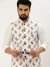 SHOWOFF Men's Printed Mandarin Collar White Nehru Jacket