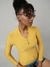 SHOWOFF Women's Yellow Solid Fitted Top