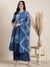 SHOWOFF Women's Anarkali Blue Woven Design Kurta and Trousers Set Comes With Dupatta