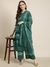 SHOWOFF Women's A-Line Sea Green Ombre Kurta and Trousers Set Comes With Dupatta and Potli Bag