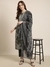 SHOWOFF Women's Straight Grey Floral Kurta and Trousers Set Comes With Dupatta