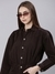 SHOWOFF Women's Shirt Collar Solid Coffee Brown Long Sleeves Basic Jumpsuit