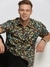 Men's Brown Spread Collar Abstract Shirt