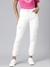 SHOWOFF Women's Clean Look Mid-Rise White Jogger Denim Jean