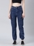 SHOWOFF Women's Clean Look Mid-Rise Navy Blue Jogger Denim Cargo Jeans
