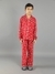 Ninos Dreams Panda Printed Full sleeves Lapel Collar Boy's Night Suit-Red