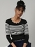 SHOWOFF Women's Black Horizontal Stripes Fitted Top