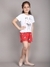 Ninos Dreams Girls Tshirt with Shorts Set Red Dog Print