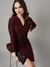 SHOWOFF Women's Maroon Solid Wrap Dress